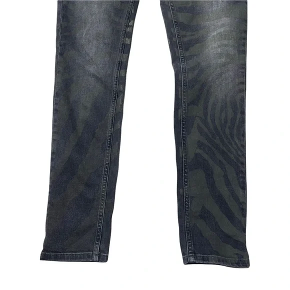 SANDRO Women's Black Washed Green Zebra Print Skinny Denim Jeans Size 40 EUC - Picture 2 of 11